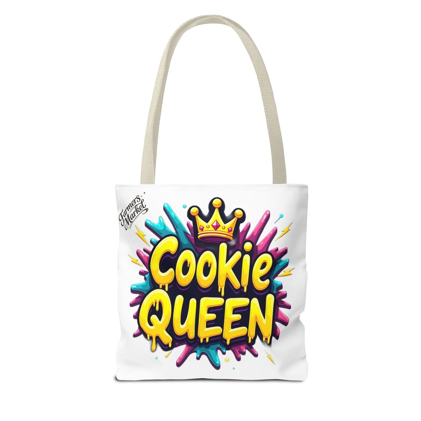 Cookie Queen Tote Bag — Colorful Crowned Bakery Gift Tote