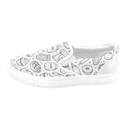B&W bakery graphic Slip-on Canvas Men's Shoes (Model019)