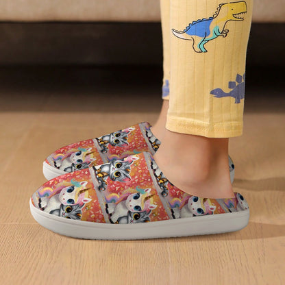 Unicorn and kitten Customized personalized children's home cotton slippers