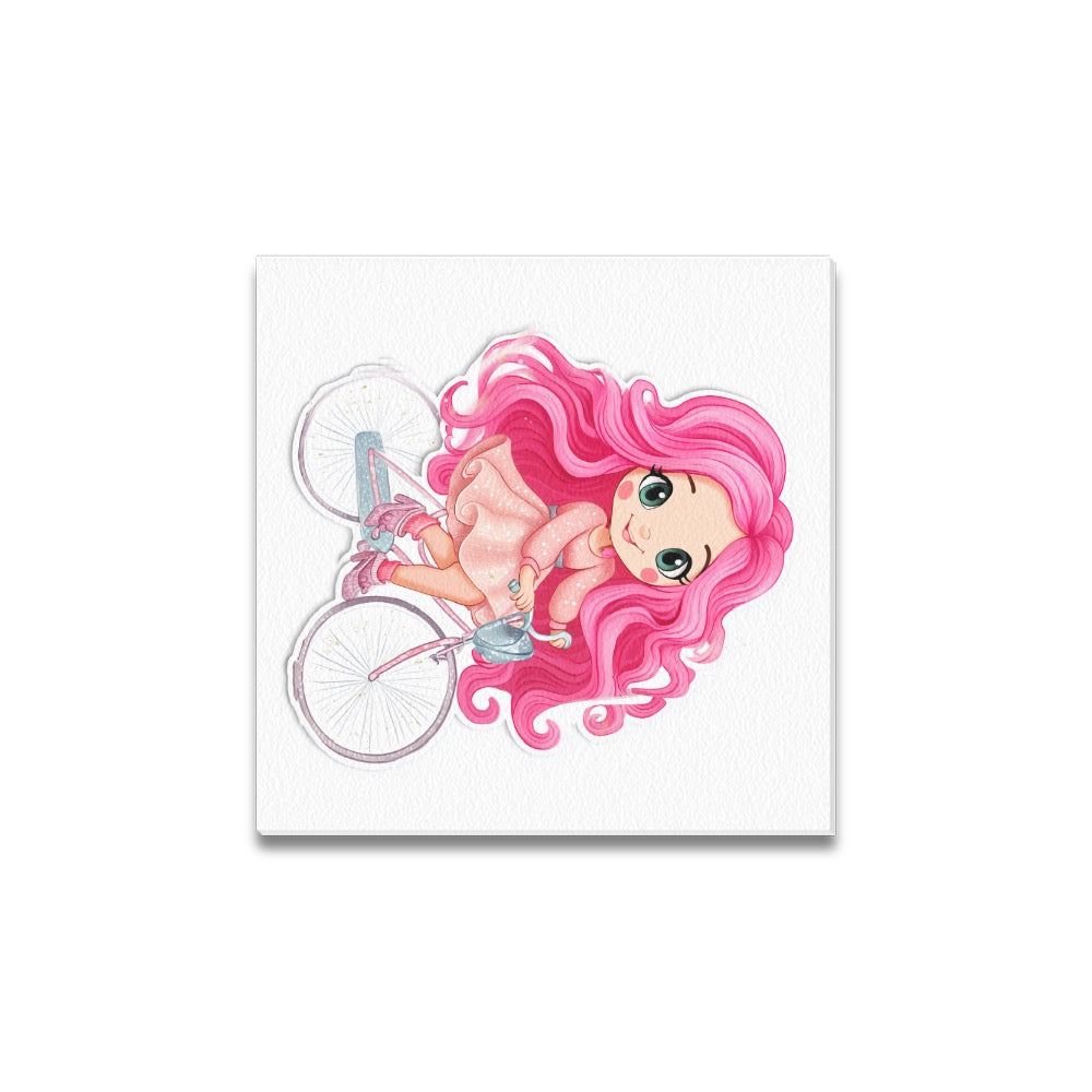Dollie on bicycle Frame Canvas Print 12"x12"