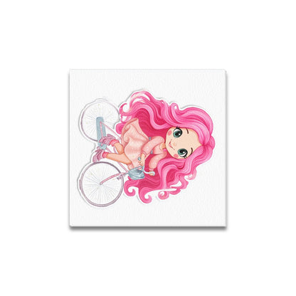 Dollie on bicycle Frame Canvas Print 12"x12"