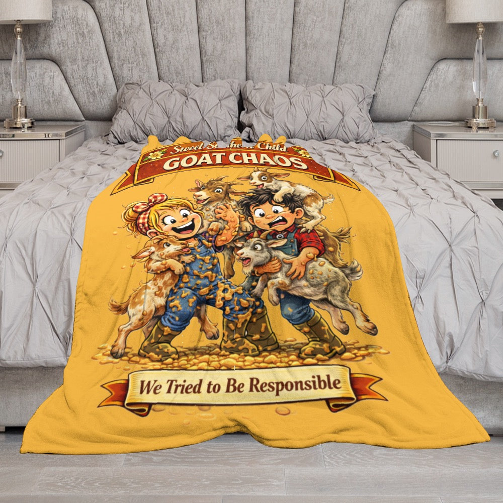 Ultra-Soft Flannel Blanket Goat chaos