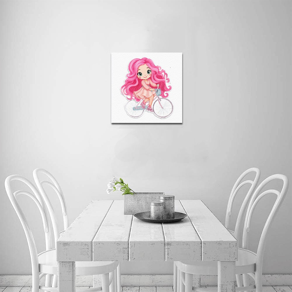 Dollie on bicycle Frame Canvas Print 12"x12"