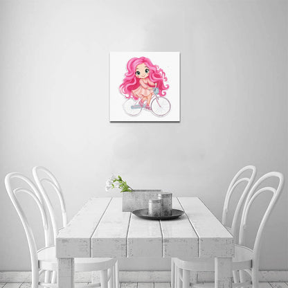 Dollie on bicycle Frame Canvas Print 12"x12"