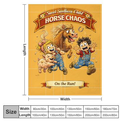 Ultra-Soft Flannel Blanket Horse chaos