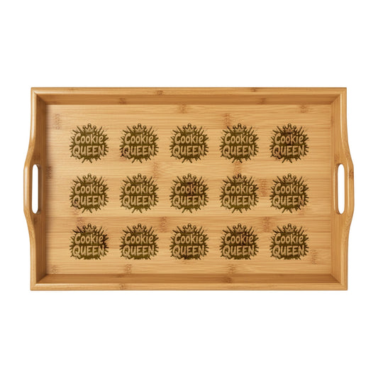 Cookie Queen Engraved Bamboo Serving Tray — Decorative Dessert & Cookie Server