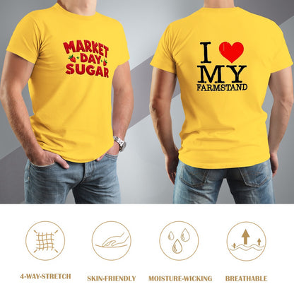 New High quality Men's T-shirt 100% Cotton market day, sugar