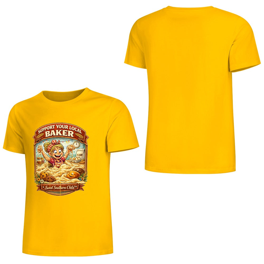 New Pure cotton short sleeved T-shirt Support your local Baker