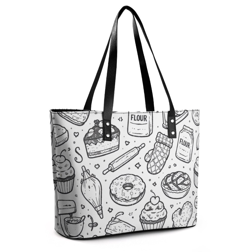 Bakery print Leather lady's handbag