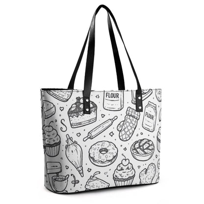 Bakery print Leather lady's handbag