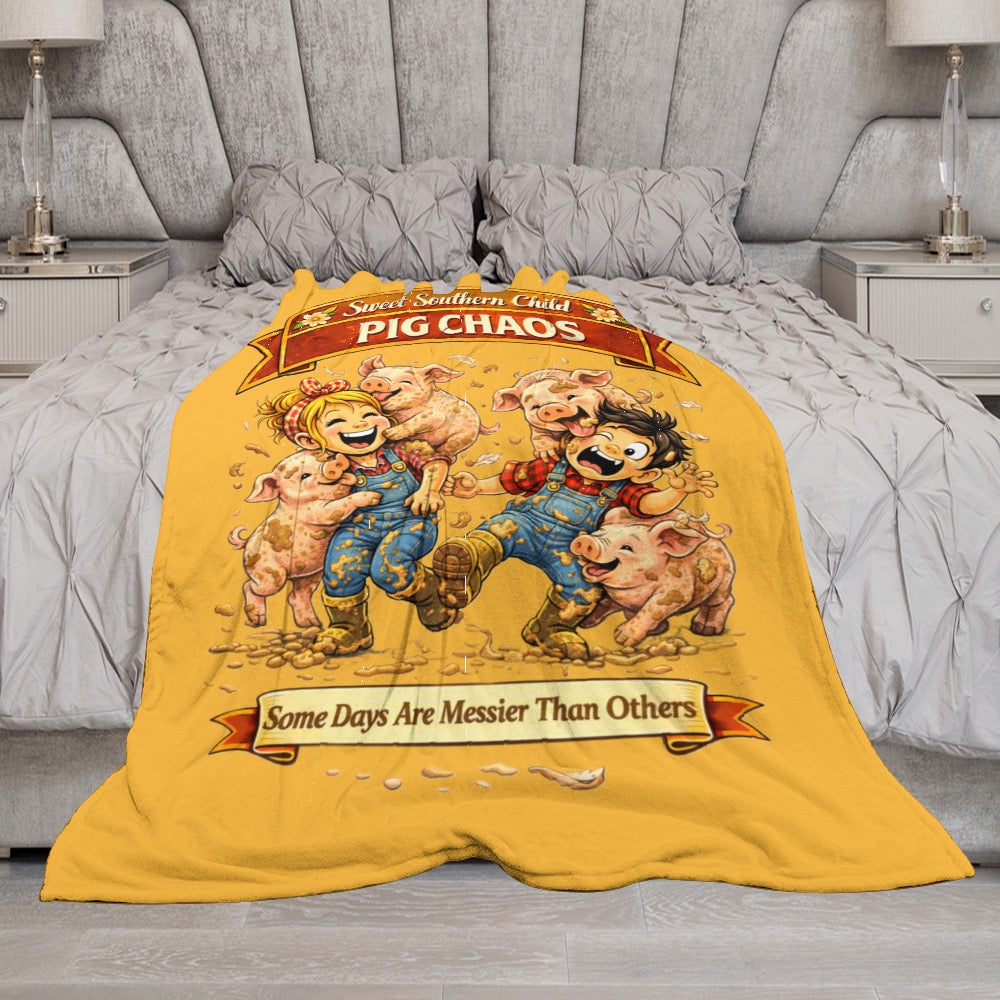 Ultra-Soft Flannel Blanket Pig chaos