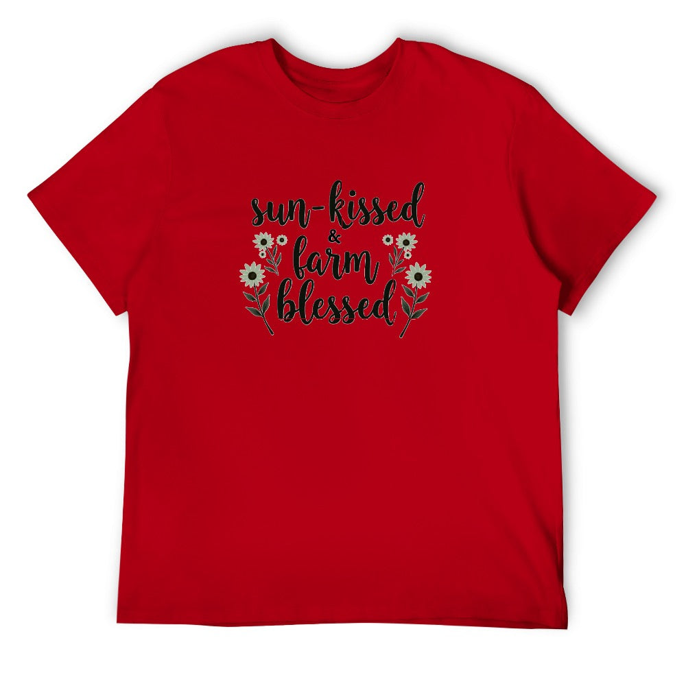 New High quality Men's T-shirt 100% Cotton sun kissed  farm blessed
