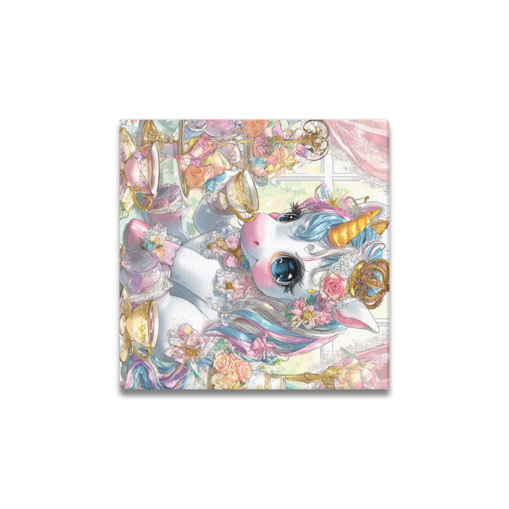Unicorn tea party Frame Canvas Print 12"x12"