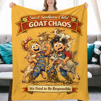 Ultra-Soft Flannel Blanket Goat chaos