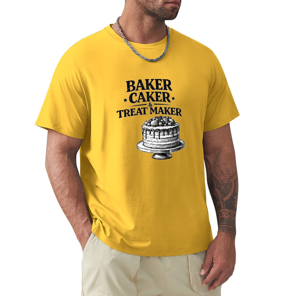 New High quality Men's T-shirt 100% Cotton Cake  Baker