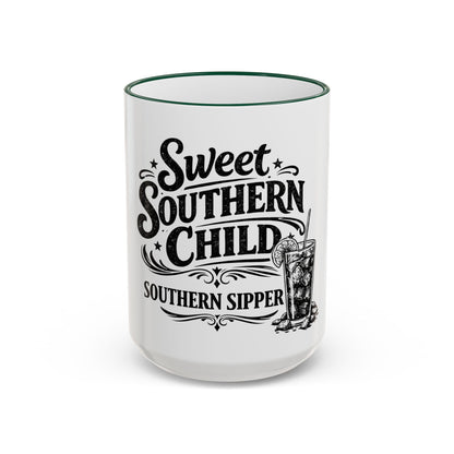 Sweet Southern Child Mug — Southern Sipper Accent Rim & Handle Coffee Cup