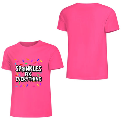 New Pure cotton short sleeved T-shirt sprinkles fix everything