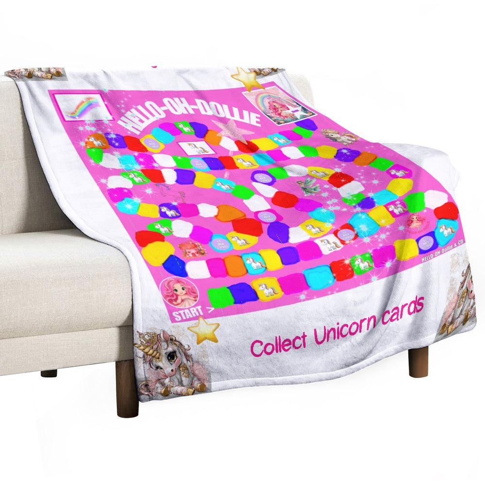 Hello-oh-Dollie game blanket /Ultra-Soft Flannel Blanket 70” x 80”