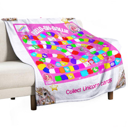 Hello-oh-Dollie game blanket /Ultra-Soft Flannel Blanket 70” x 80”