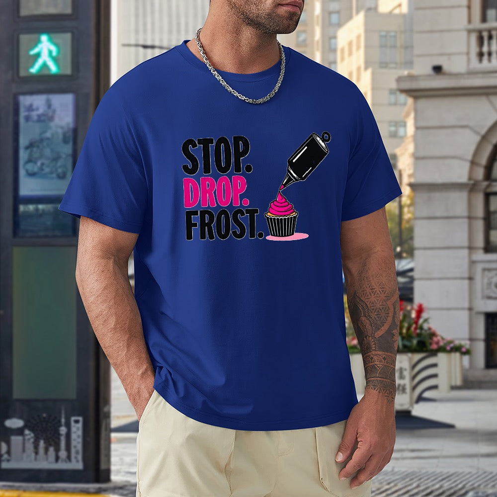 New High quality Men's T-shirt 100% Cotton Stop drop frost