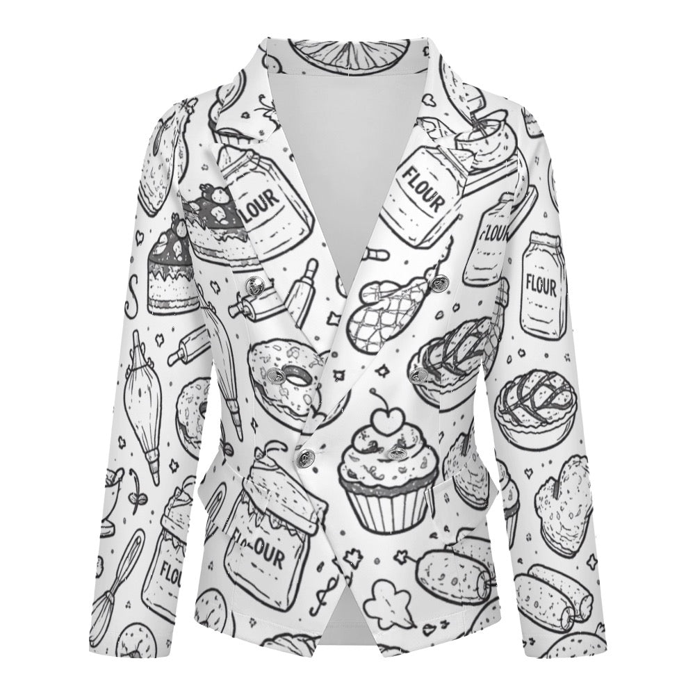 B&W bakery graphic Women's casual suits