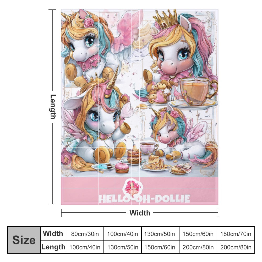 HELLO-OH-DOLLIE Multi unicorn Ultra-Soft Flannel Blanket 40”x50”