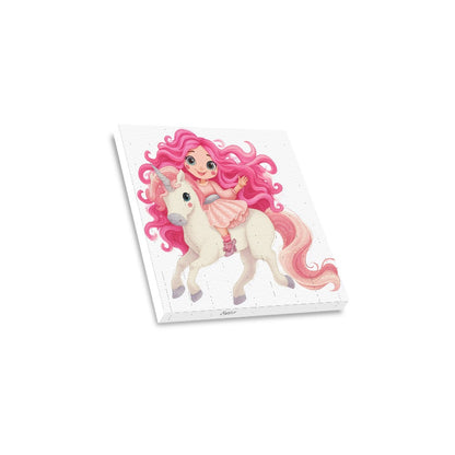 Dollie on unicorn Frame Canvas Print 12"x12"