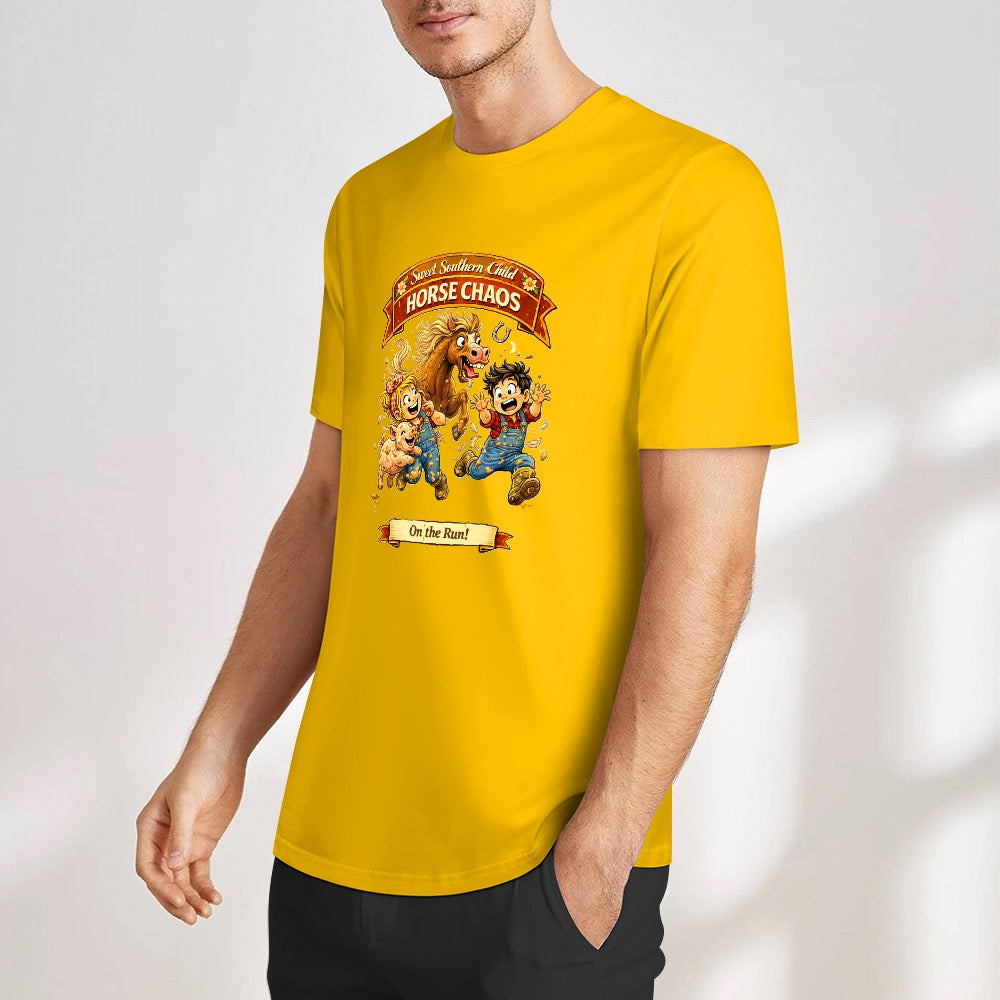 New Pure cotton short sleeved T-shirt Horse chaos