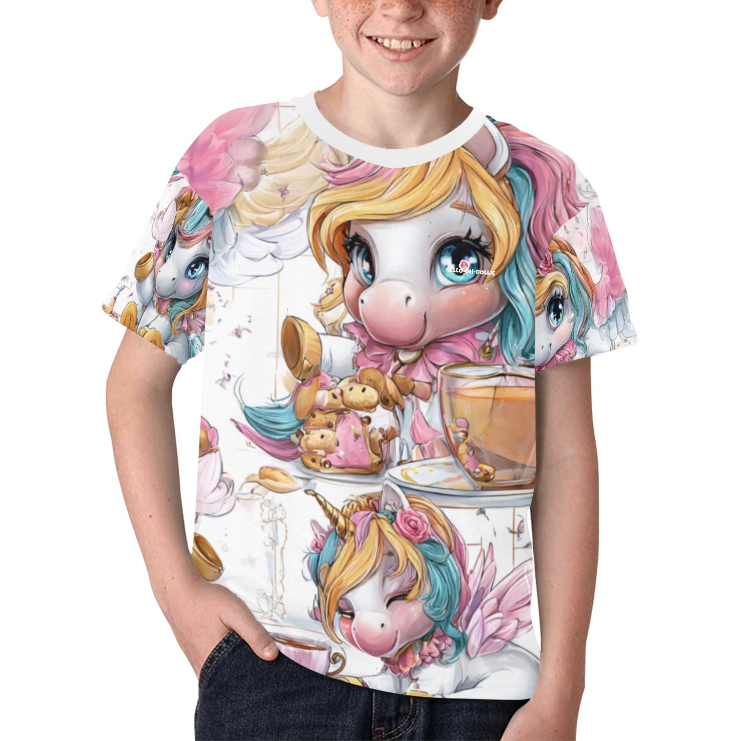 HELLO-OH-DOLLIE unicorn print Kids' All Over Print T-shirt(ModelT65)