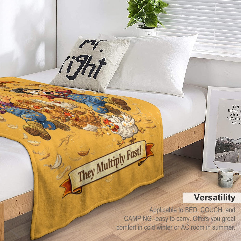 Ultra-Soft Flannel Blanket Chicken chaos