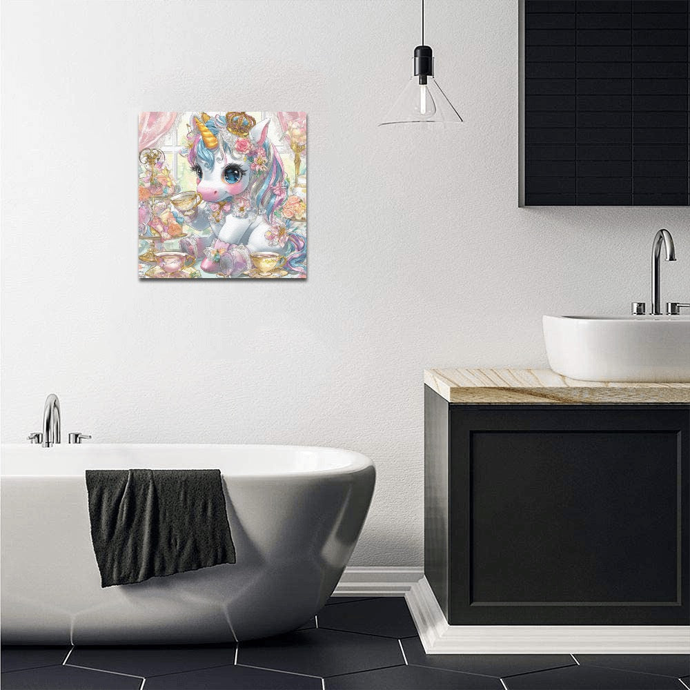 Unicorn tea party Frame Canvas Print 12"x12"