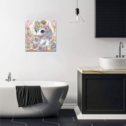Unicorn tea party Frame Canvas Print 12"x12"