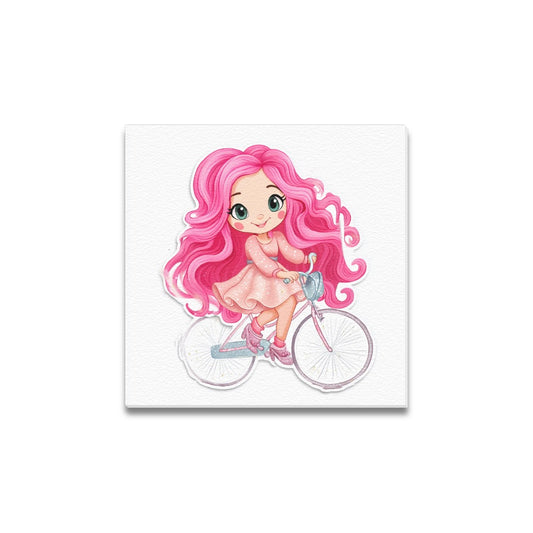Dollie on bicycle Frame Canvas Print 12"x12"