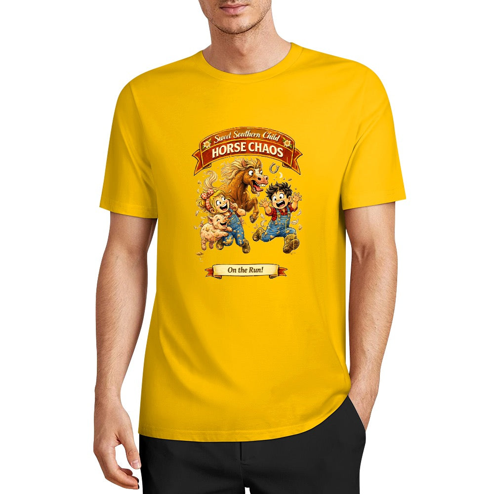 New Pure cotton short sleeved T-shirt Horse chaos