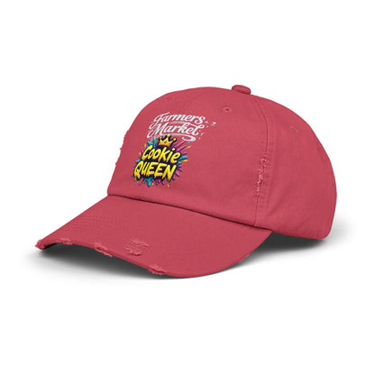 Cookie Queen Distressed Cap — Farmers Market Hat for Bakers & Dessert Lovers