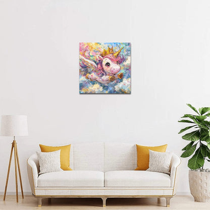 Unicorn flying Frame Canvas Print 12"x12"
