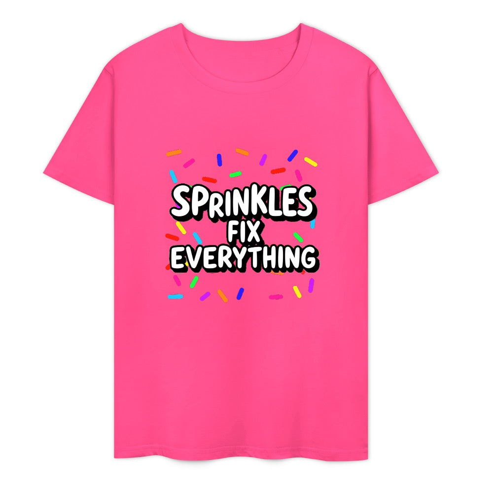 New Pure cotton short sleeved T-shirt sprinkles fix everything