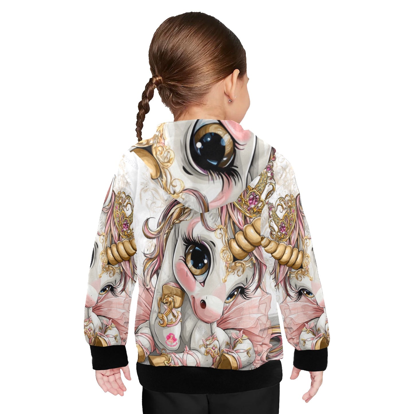 HELLO-OH-DOLLIE unicorn ballerina Little Girls' Long Sleeve Hoodie
