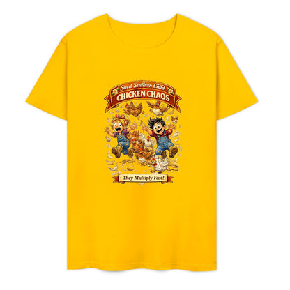 New Pure cotton short sleeved T-shirt Chicken chaos