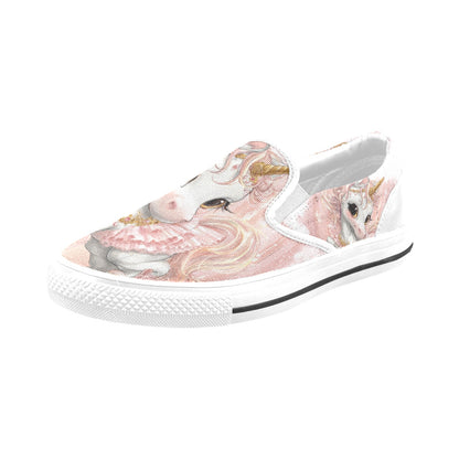 Hello-Oh-Dollie unicorn ballerina Slip-on Canvas Kid's Shoes (Big Kid) (Model 019)