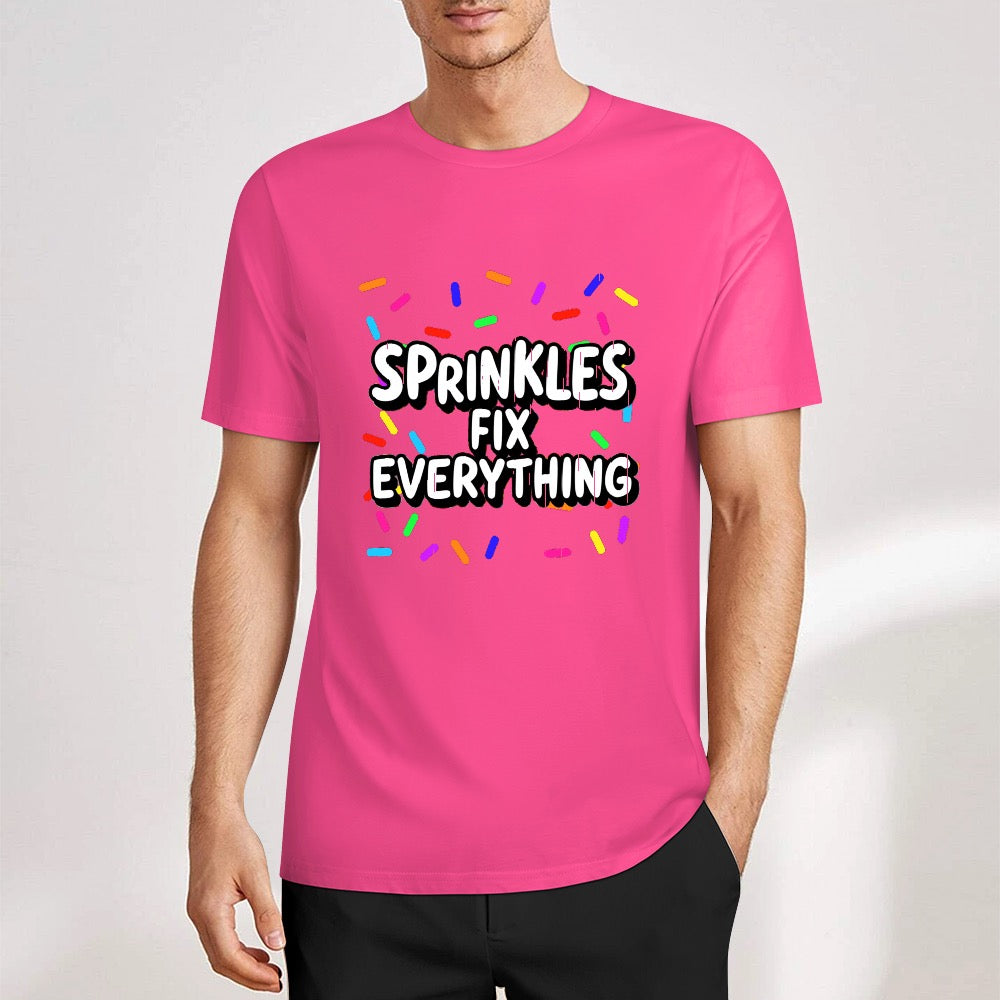 New Pure cotton short sleeved T-shirt sprinkles fix everything