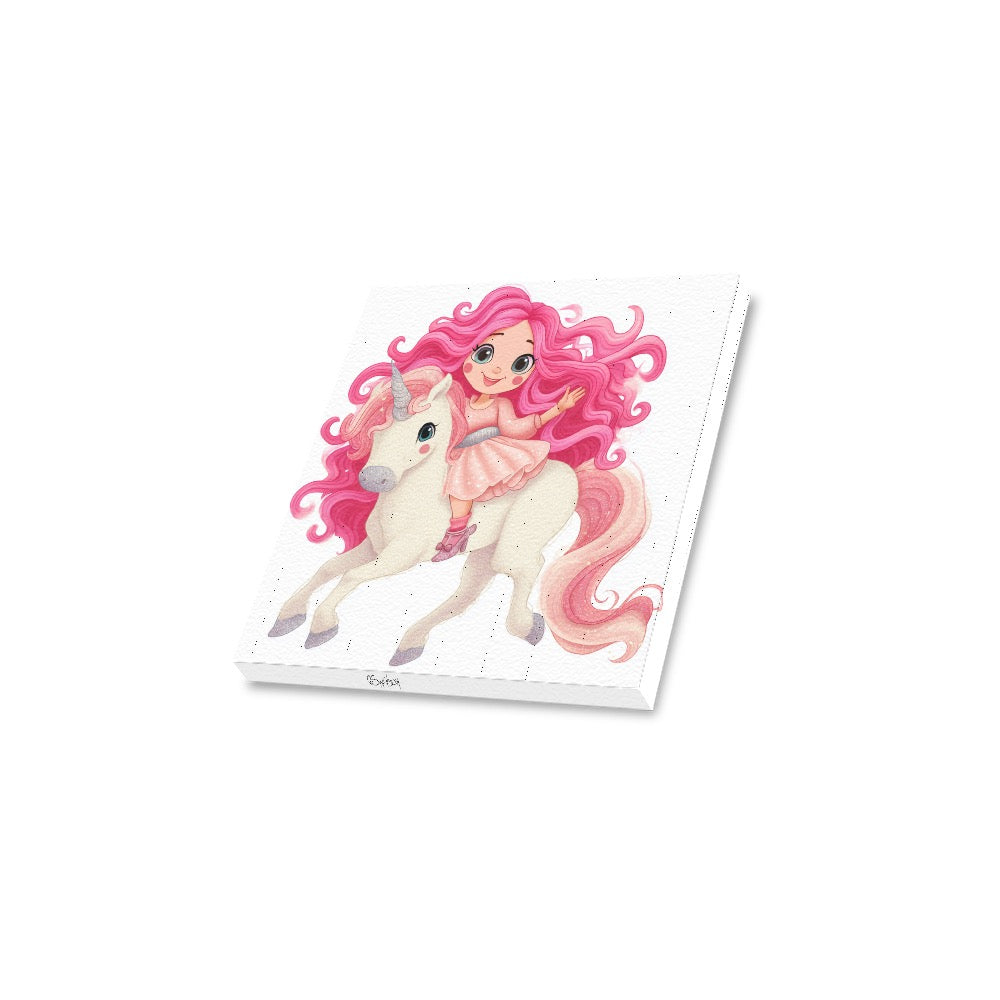 Dollie on unicorn Frame Canvas Print 12"x12"