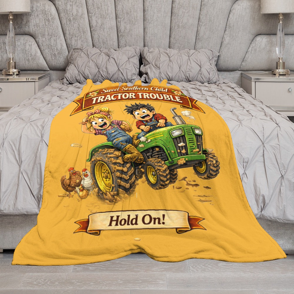 Ultra-Soft Flannel Blanket Tractor trouble