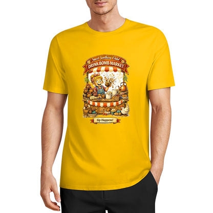 New Pure cotton short sleeved T-shirt Drink bomb market