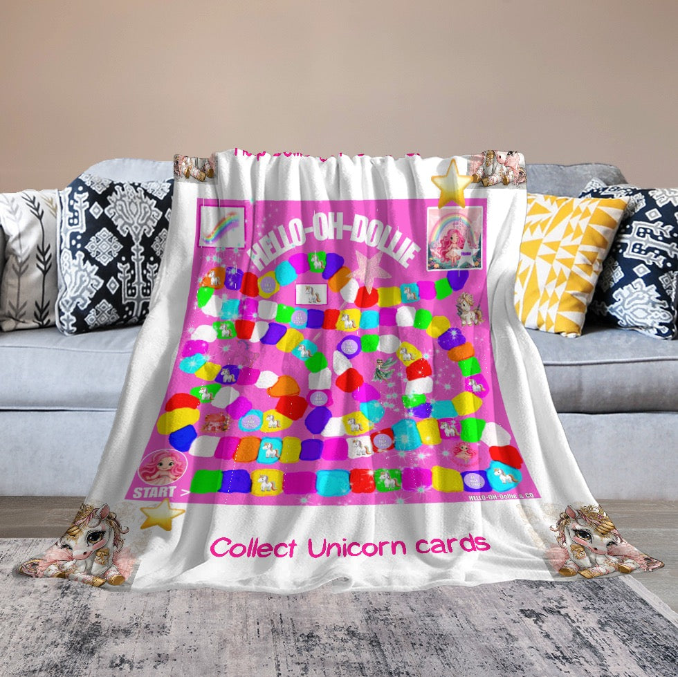 Hello-oh-Dollie game blanket /Ultra-Soft Flannel Blanket 70” x 80”
