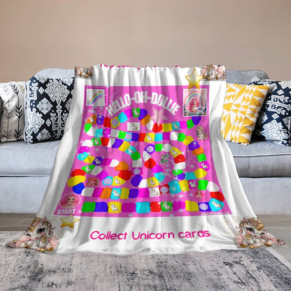 Hello-oh-Dollie game blanket /Ultra-Soft Flannel Blanket 70” x 80”