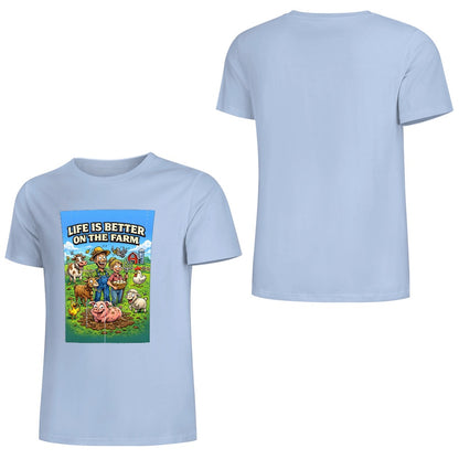 New Pure cotton short sleeved T-shirt Life is better on the farm
