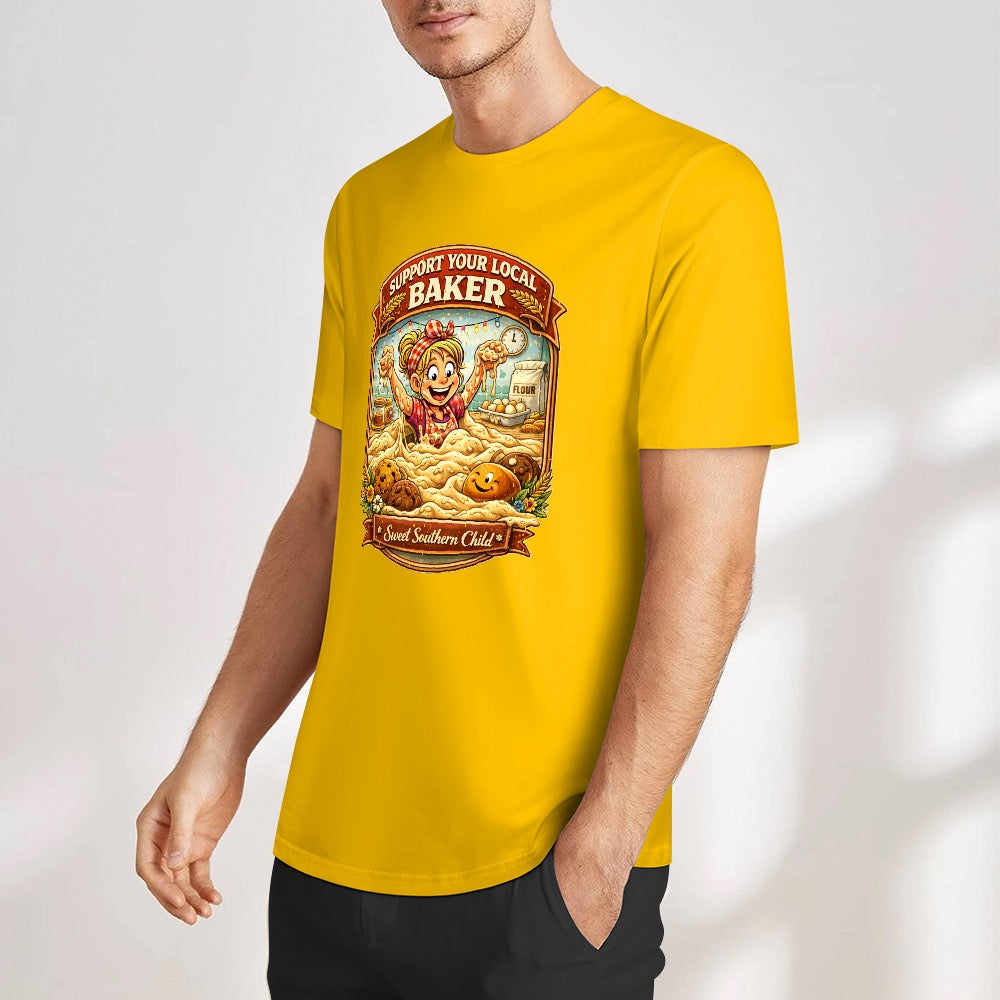 New Pure cotton short sleeved T-shirt Support your local Baker