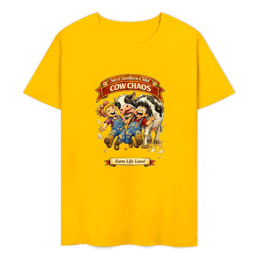 New Pure cotton short sleeved T-shirt cow chaos