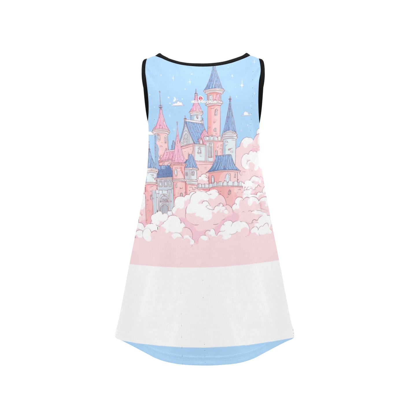 HELLO-OH-DOLLIE Castle in blue and pink Girls' Sleeveless Dress (D58)